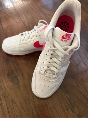 Nike White Sneakers with Pink Swoosh